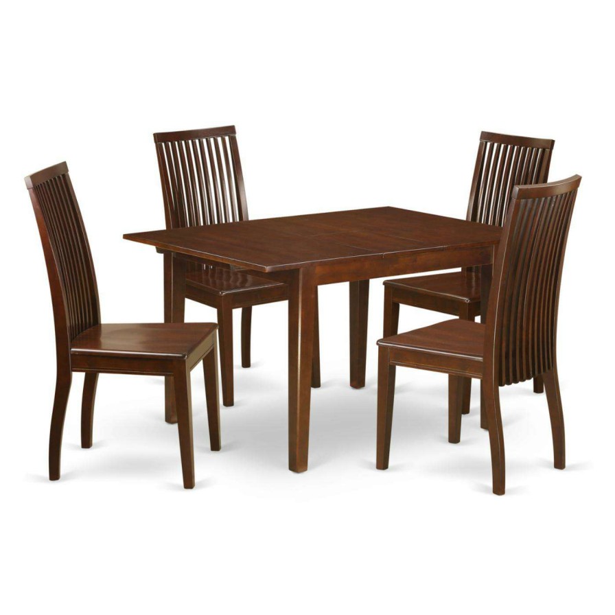 Dining Table Sets * | Deals Rectangle East West Furniture Milan Mlip5 Five Piece Extension Dining Table Set