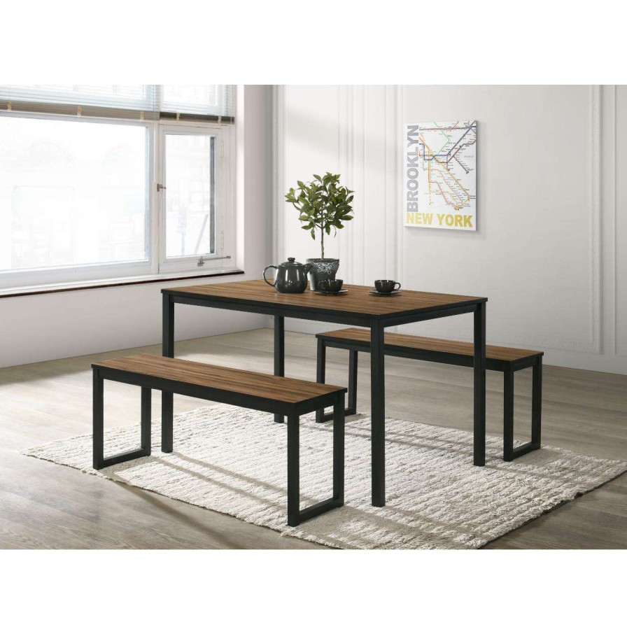 Dining Table Sets * | Wholesale Rectangle Furniture Of America Elfalla Industrial 3-Piece Dining Table Set