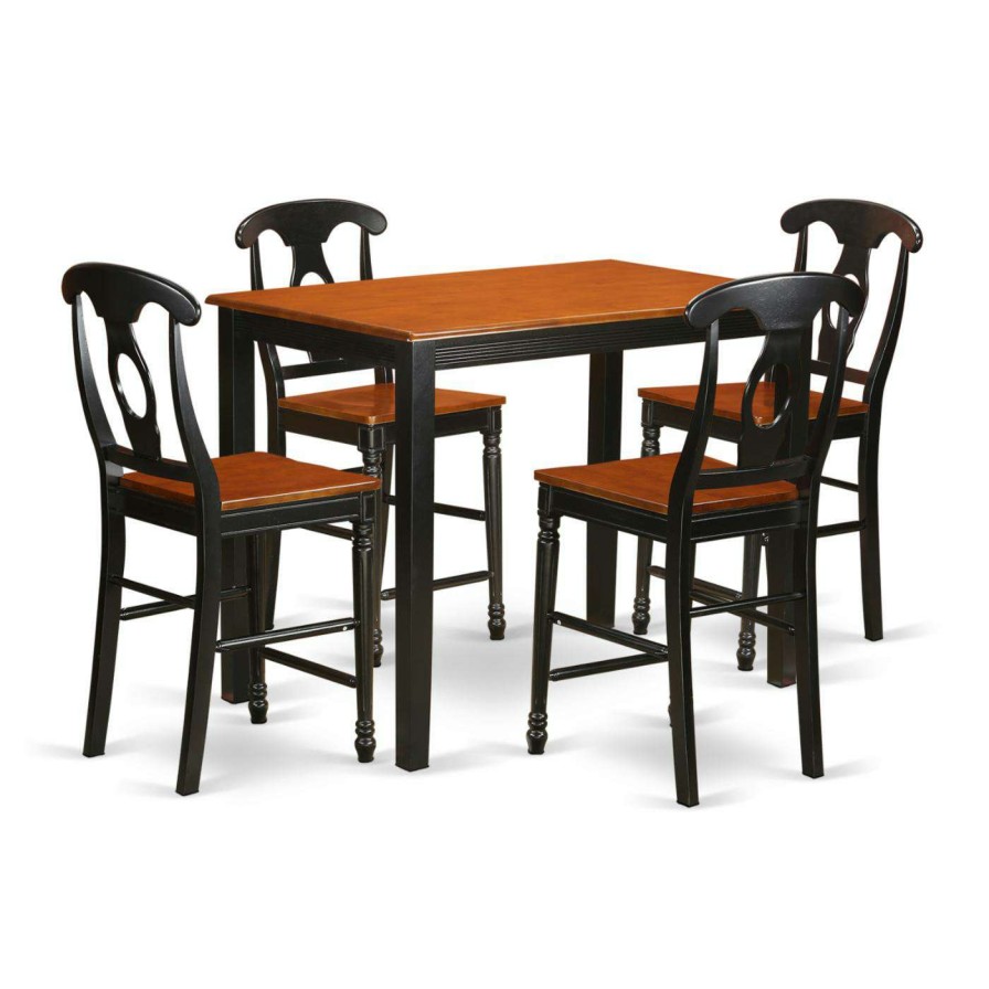 Dining Table Sets * | Best Deal Rectangle East West Furniture Yarmouth 5 Piece Keyhole Dining Table Set