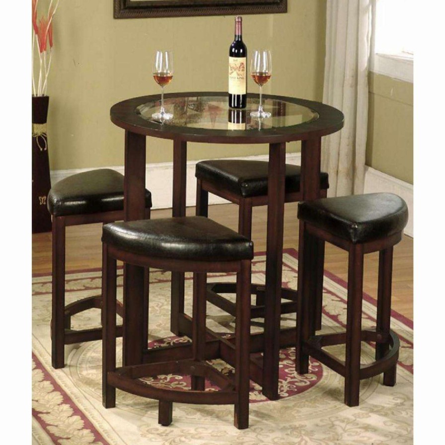 Dining Table Sets * | Wholesale Roundhill Furniture Cylina Round Counter Height Table Set