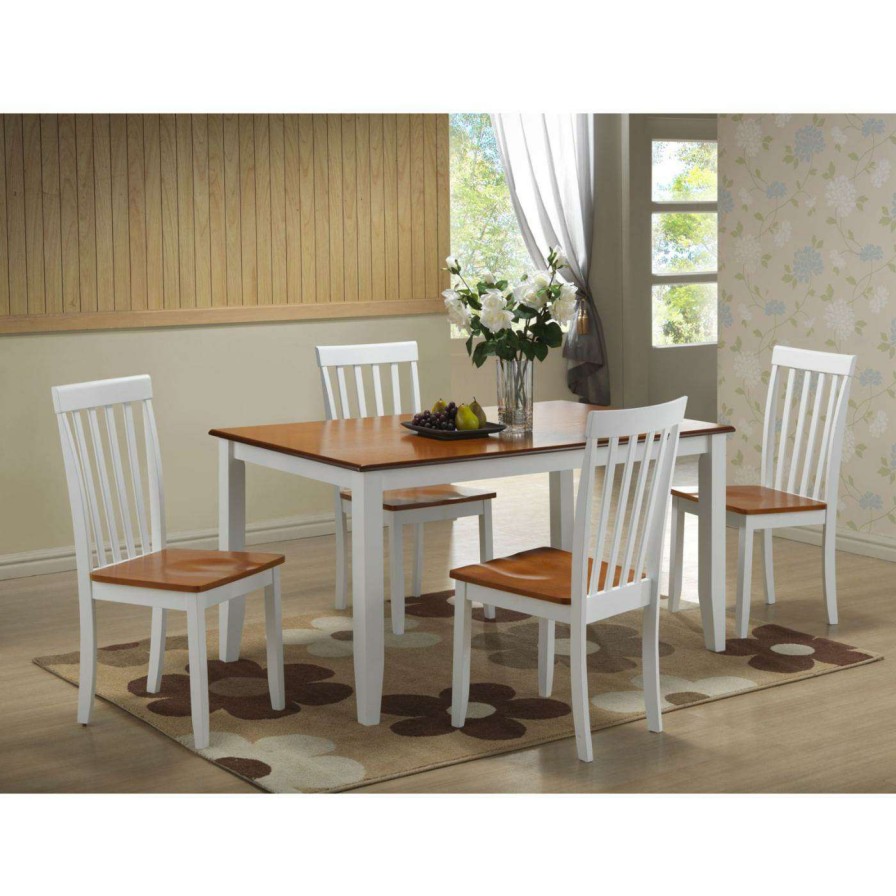 Dining Table Sets * | Coupon Rectangle Boraam Bloomington 5 Piece Dining Set White & Honey Oak