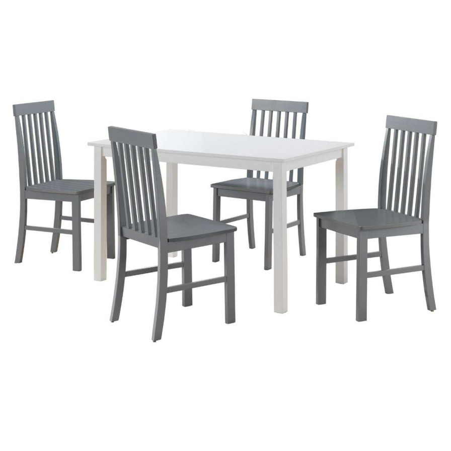 Dining Table Sets * | New Rectangle Manor Park White / Grey Modern 5 Piece Dining Set