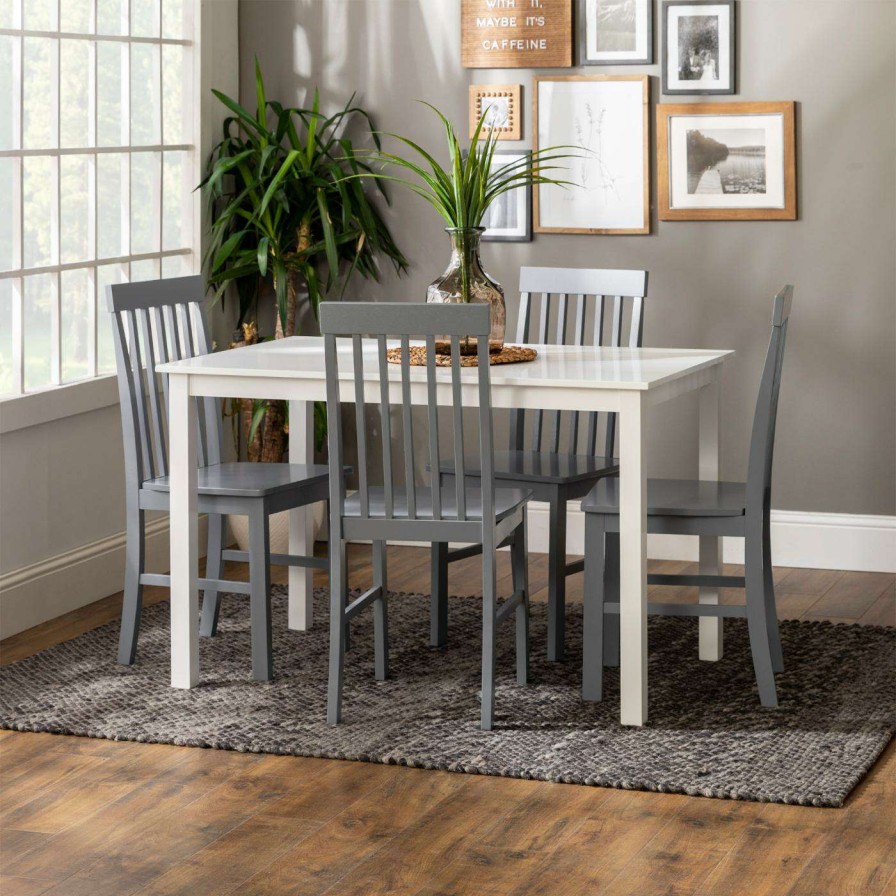 Dining Table Sets * | New Rectangle Manor Park White / Grey Modern 5 Piece Dining Set