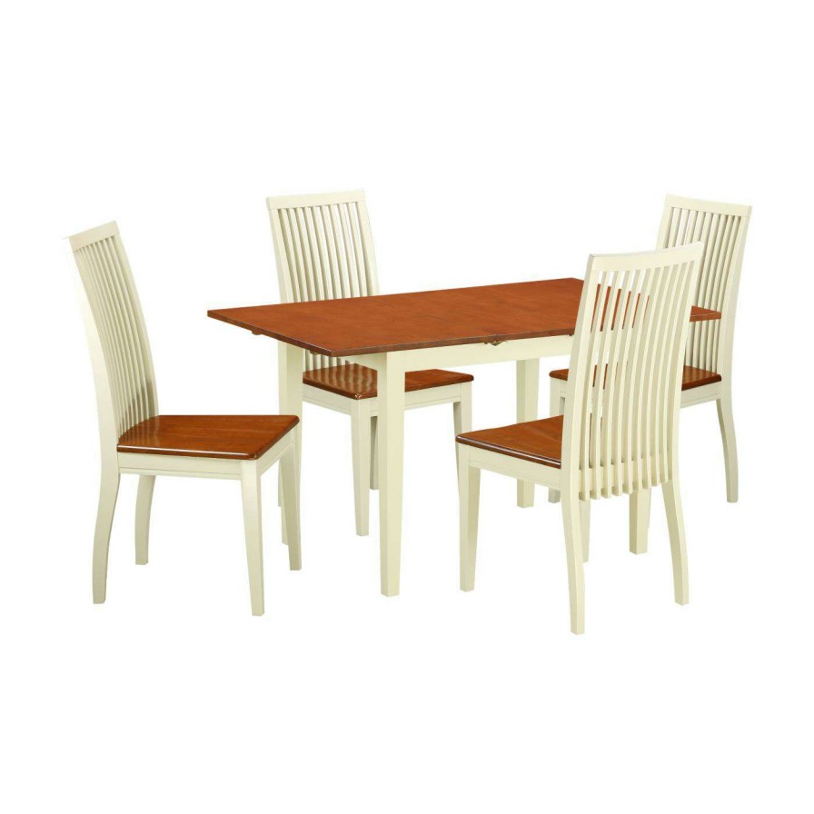 Dining Table Sets * | Cheap Rectangle East West Furniture 5 Piece Norfolk Dining Table Set With Wood Seat