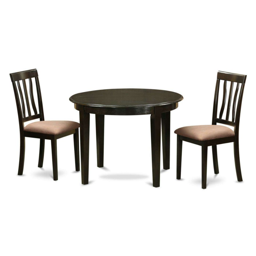 Dining Table Sets * | Coupon Round East West Furniture Boston 3 Piece Splat Back Dining Table Set