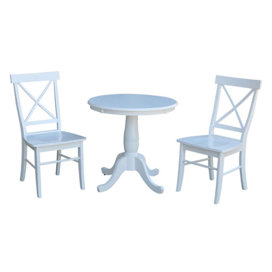 Dining Table Sets * | Coupon Round International Concepts 3 Piece Dining Set With X-Back Chairs