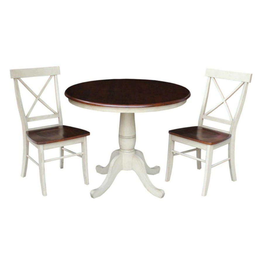 Dining Table Sets * | Coupon Round International Concepts 3 Piece Dining Set With X-Back Chairs