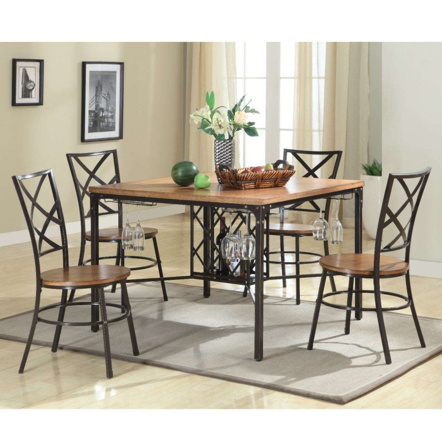 Dining Table Sets * | Cheapest Square Baxton Studio Vintner 5 Piece Dining Set