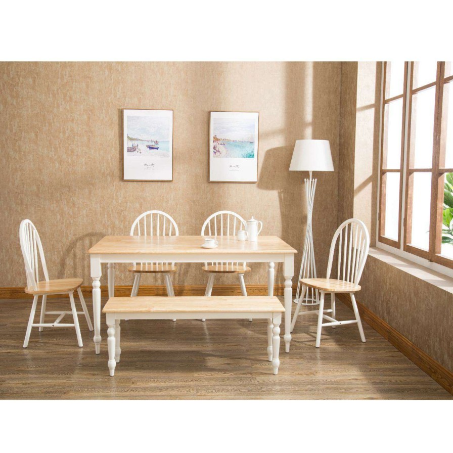 Dining Table Sets * | Deals Rectangle Boraam Farmhouse 6 Piece Dining Set White / Natural