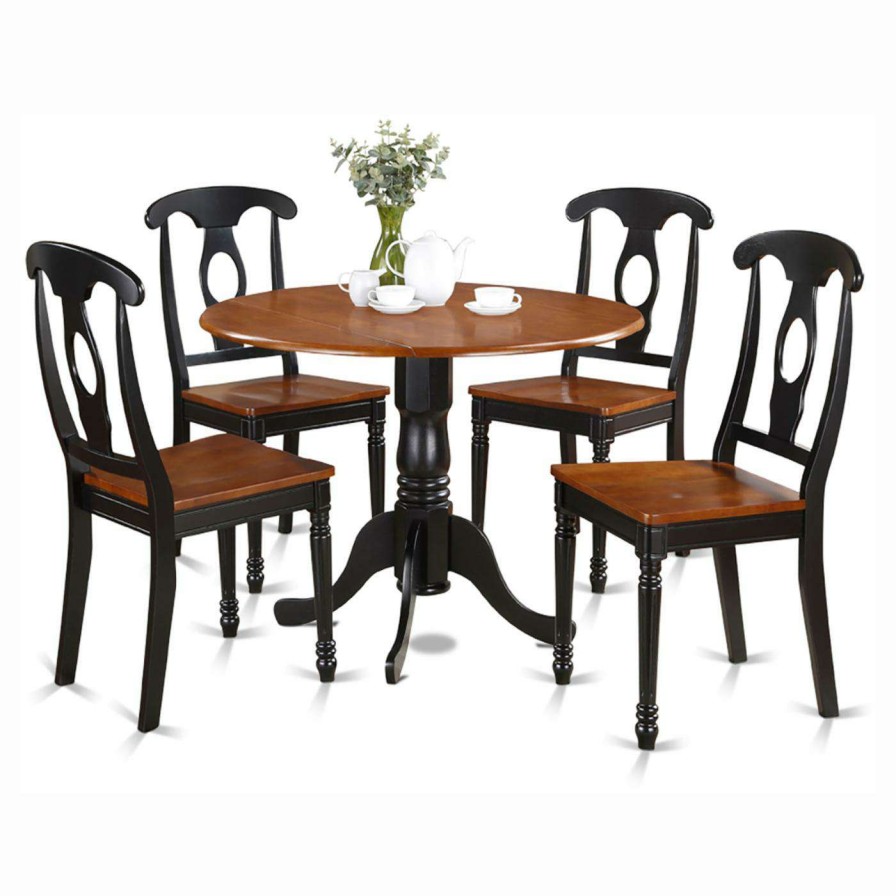 Dining Table Sets * | Top 10 Round East West Furniture Dublin 5 Piece Dining Table Set With Kenley Wooden Seat Chairs