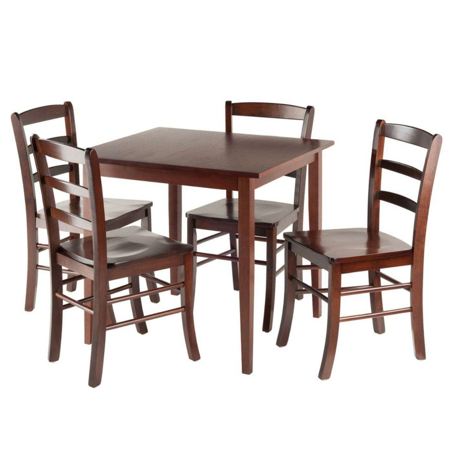 Dining Table Sets * | Brand New Square Winsome Groveland 5-Piece Dining Set Antique Walnut