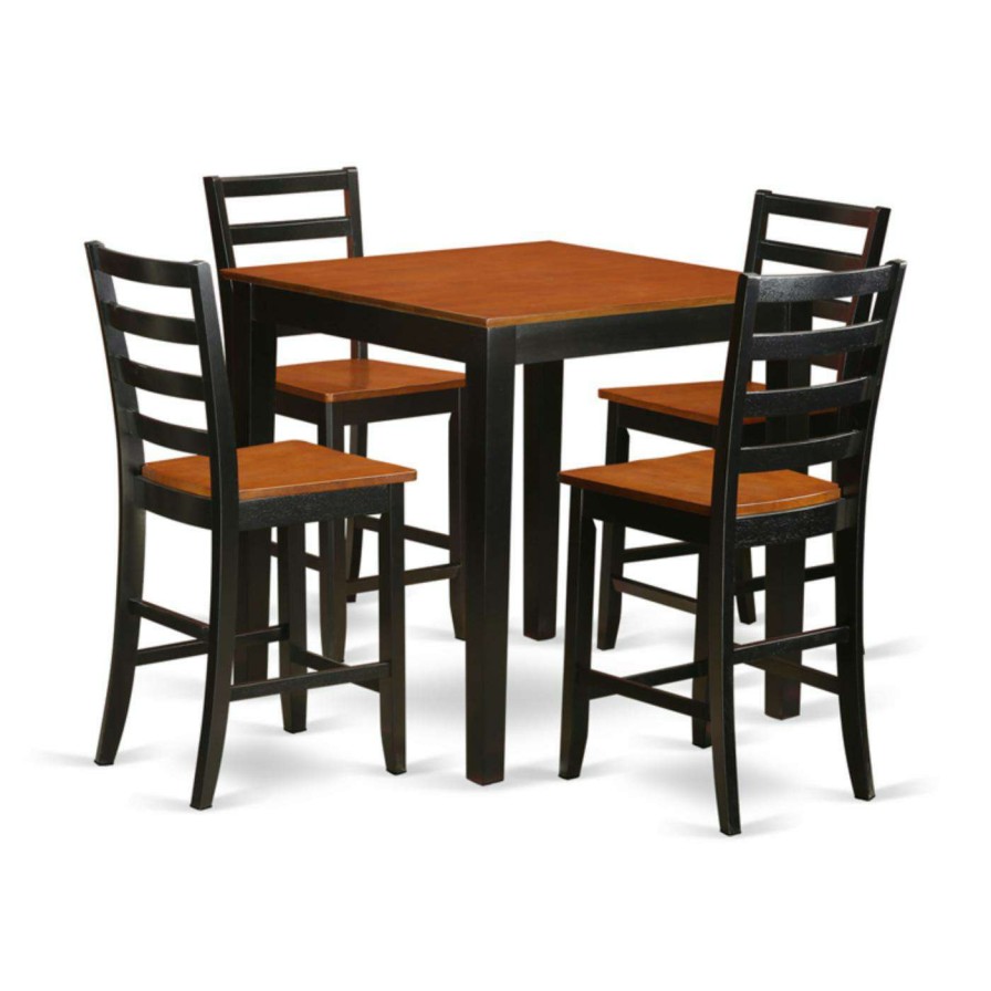 Dining Table Sets * | Best Deal Square East West Furniture Pub 5 Piece Ladder Back Dining Table Set