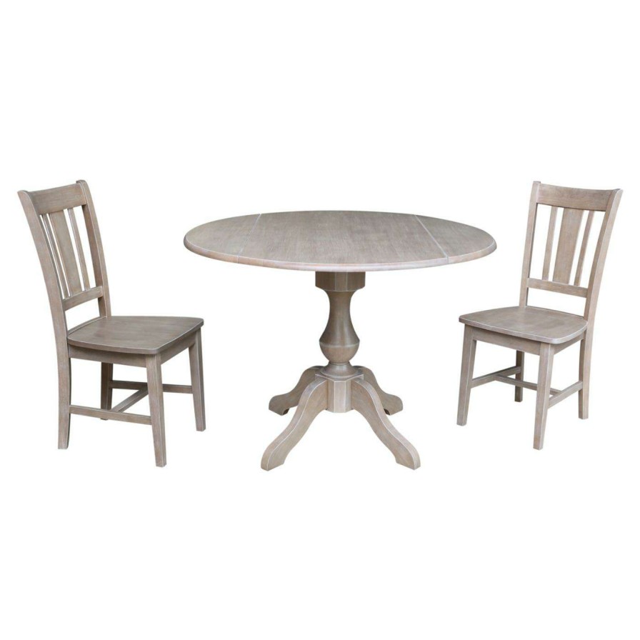 Dining Table Sets * | Promo International Concepts Camille 3 Piece Round Pedestal Dining Table Set