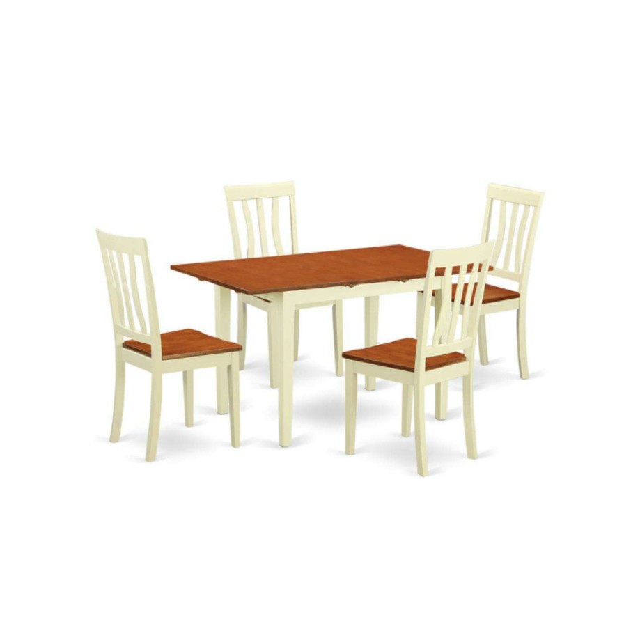 Dining Table Sets * | Best Deal Rectangle East West Furniture Norfolk 5 Piece Splat Back Dining Table Set