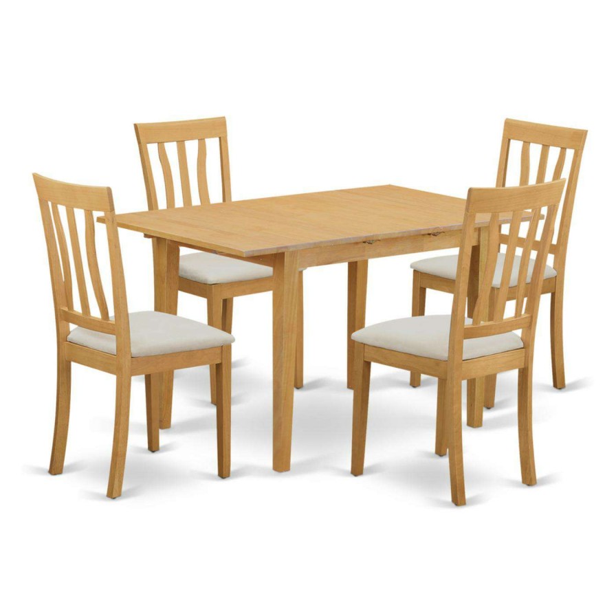 Dining Table Sets * | Best Deal Rectangle East West Furniture Norfolk 5 Piece Splat Back Dining Table Set