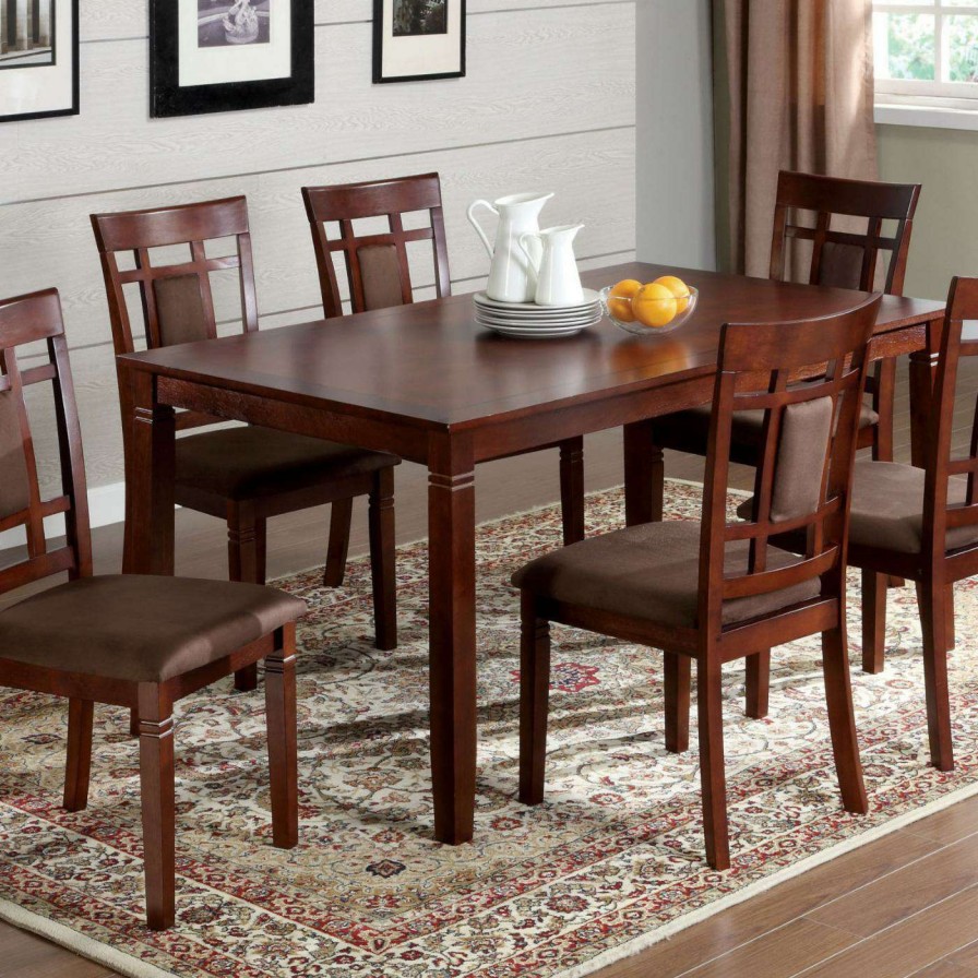 Dining Table Sets * | Flash Sale Rectangle Furniture Of America Charlotte 7 Piece Dark Cherry Dining Set