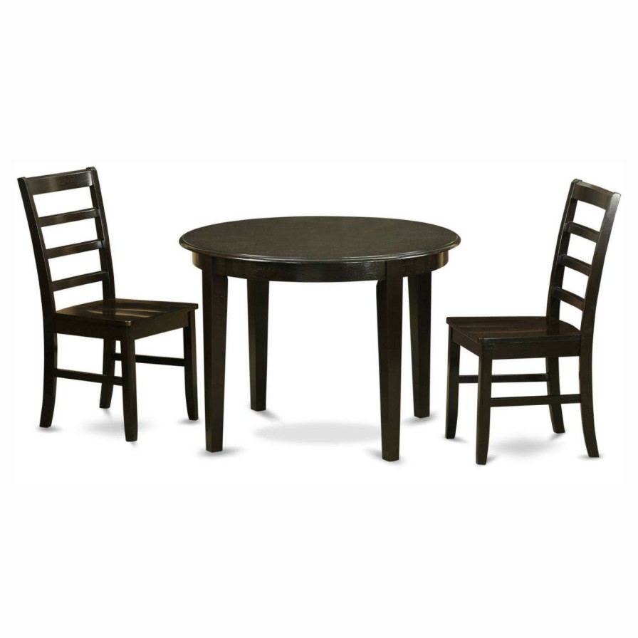 Dining Table Sets * | Brand New East West Furniture Boston 3 Piece Round Dining Table Set With Parfait Wooden Seat Chairs