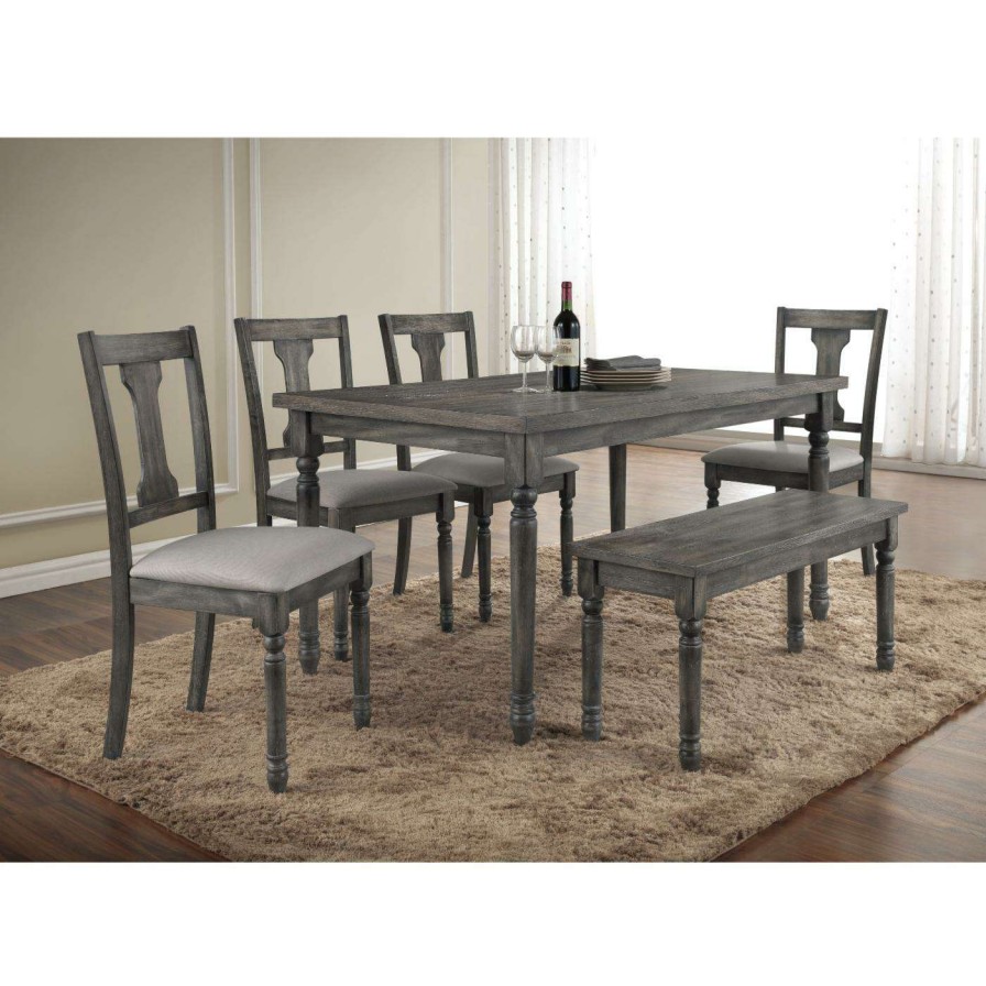 Dining Table Sets * | Deals Rectangle Best Master Furniture Demi Rectangular 6 Piece Dinette Set