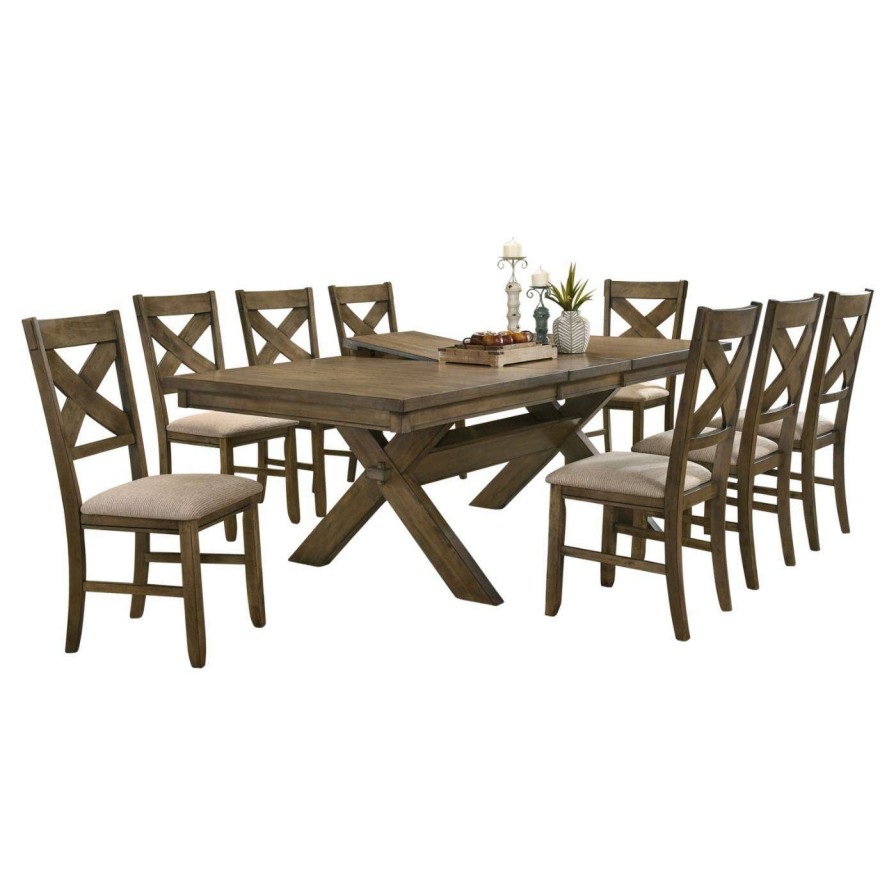 Dining Table Sets * | Best Reviews Of Casual Dining Sets Roundhill Furniture Raven 9 Piece Dining Set