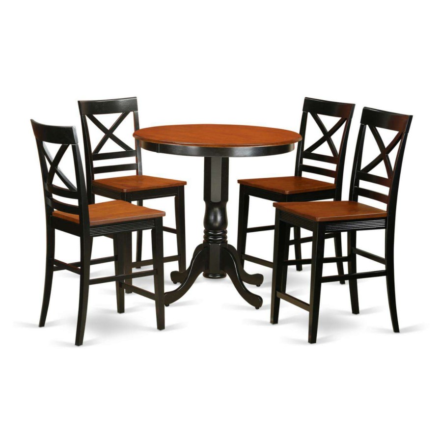 Dining Table Sets * | Buy Round East West Furniture Jackson 5 Piece Cross-And-Ladder Dining Table Set