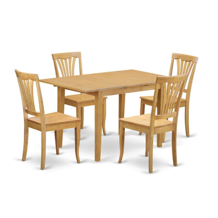 Dining Table Sets * | Coupon Rectangle East West Furniture Norfolk 5 Piece Lath Back Dining Table Set