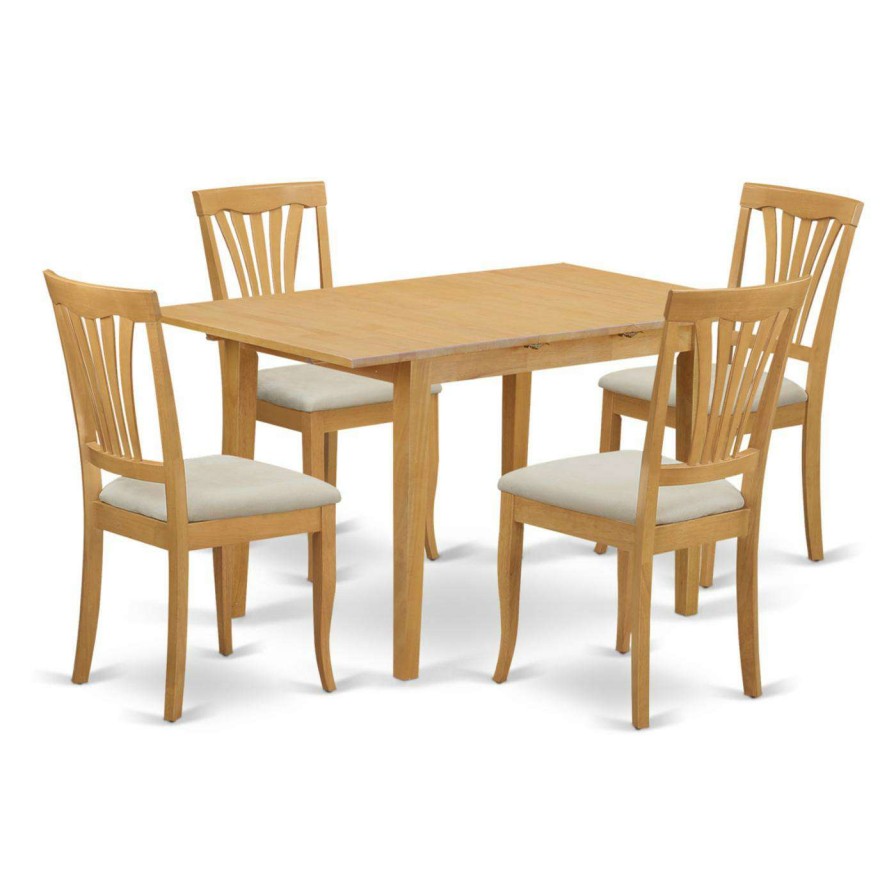 Dining Table Sets * | Coupon Rectangle East West Furniture Norfolk 5 Piece Lath Back Dining Table Set