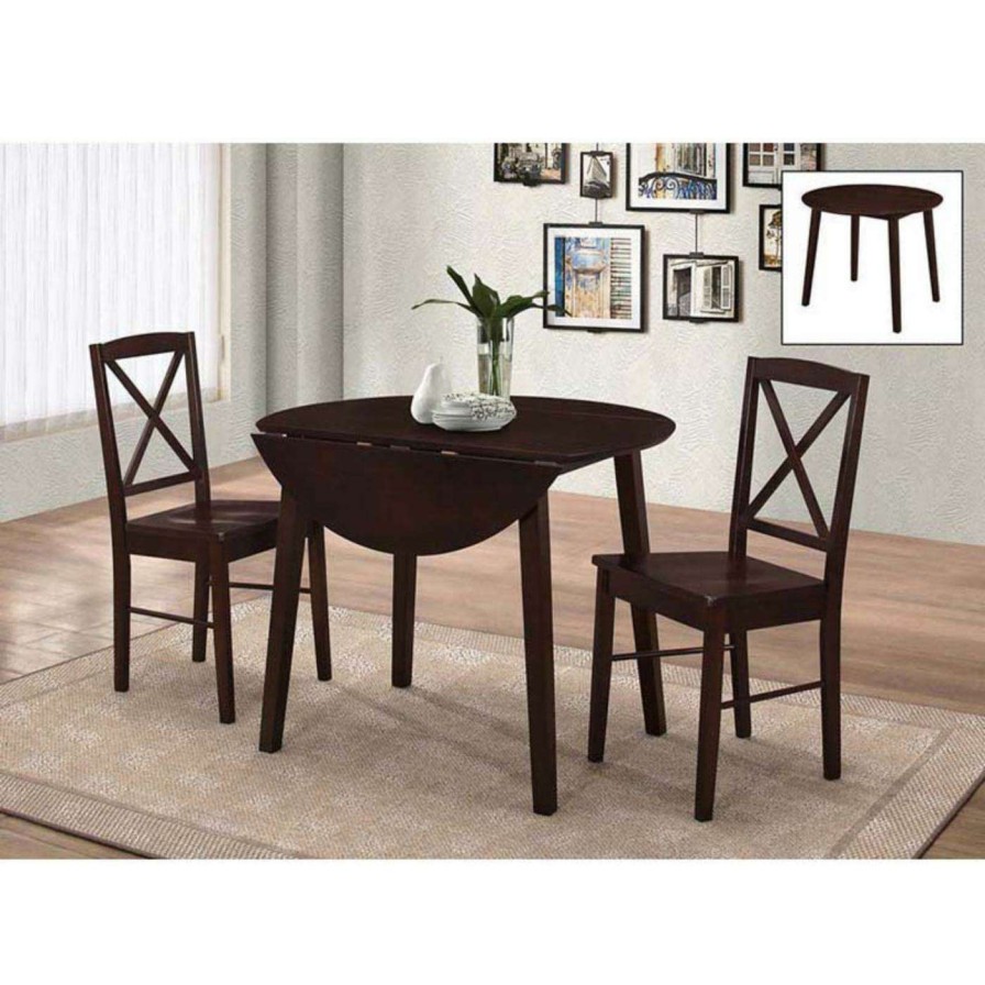 Dining Table Sets * | Cheapest K&B Furniture Round K & B Furniture Rowley 3-Piece Dining Set Cappuccino