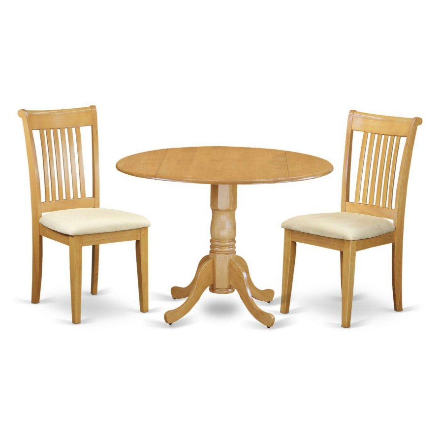 Dining Table Sets * | Outlet Round East West Furniture Dublin Dlpo3-C Three Piece Drop Leaf Dining Set Wood