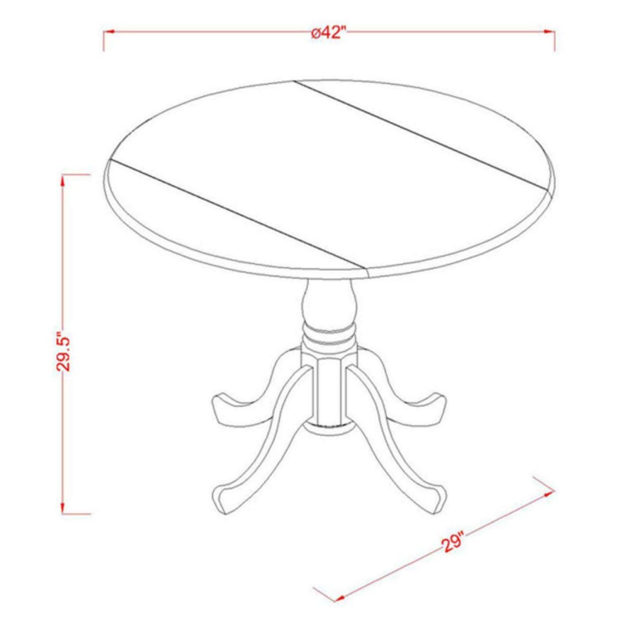 Dining Table Sets * | Outlet Round East West Furniture Dublin Dlpo3-C Three Piece Drop Leaf Dining Set Wood