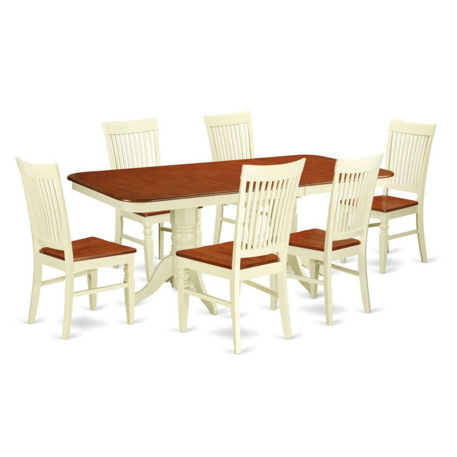 Dining Table Sets * | Wholesale Casual Dining Sets East West Furniture Napoleon 7 Piece Oval Dinette Set With Wood Chairs