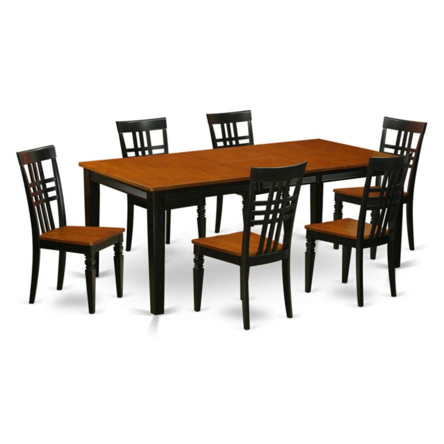 Dining Table Sets * | Cheapest Rectangle East West Furniture Quincy 7-Piece Lattice-Back Dining Table Set Black & Cherry