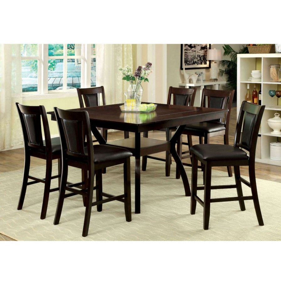 Dining Table Sets * | Coupon Square Furniture Of America Mullican 7 Piece Counter Height Display Top Dining Set