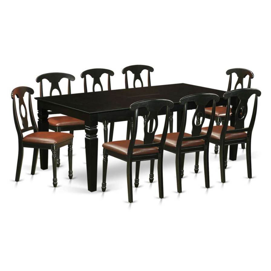 Dining Table Sets * | Discount Casual Dining Sets East West Furniture Logan 9 Piece Keyhole Dining Table Set