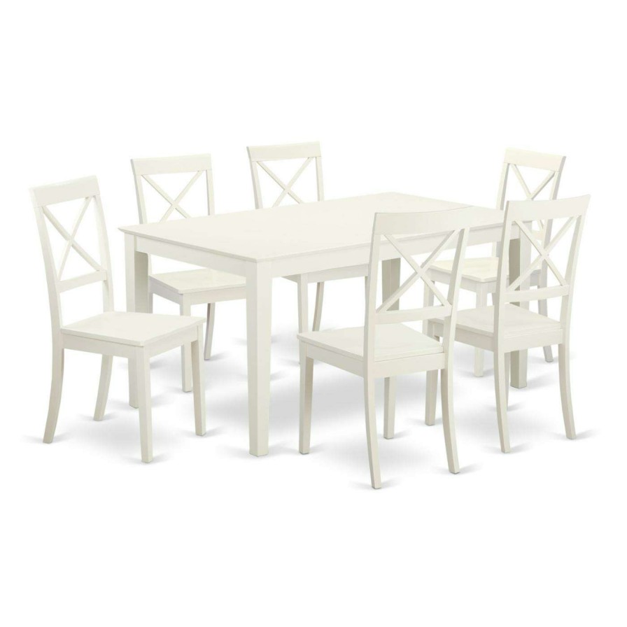 Dining Table Sets * | Budget Rectangle East West Furniture Capri Cabo7 Seven Piece Dining Table Set