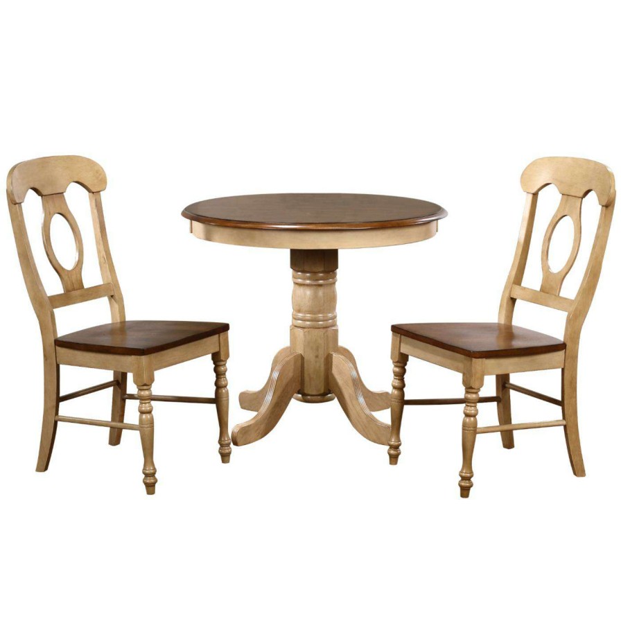 Dining Table Sets * | Hot Sale Sunset Trading 3-Piece Brook 36 In. Round Dining Set With Napoleon Chairs