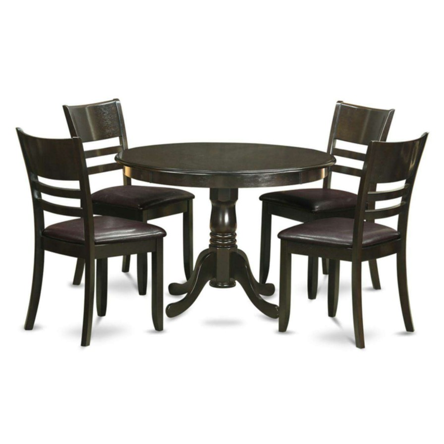 Dining Table Sets * | Deals Round East West Furniture Hartland 5 Piece Pedestal Dining Table Set With Fields Chairs