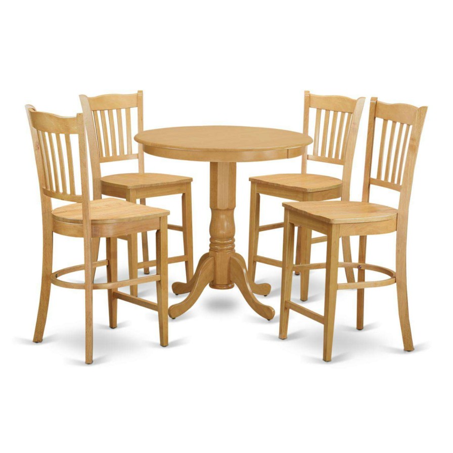 Dining Table Sets * | Cheap Round East West Furniture Jackson 5 Piece Comb Back Dining Table Set