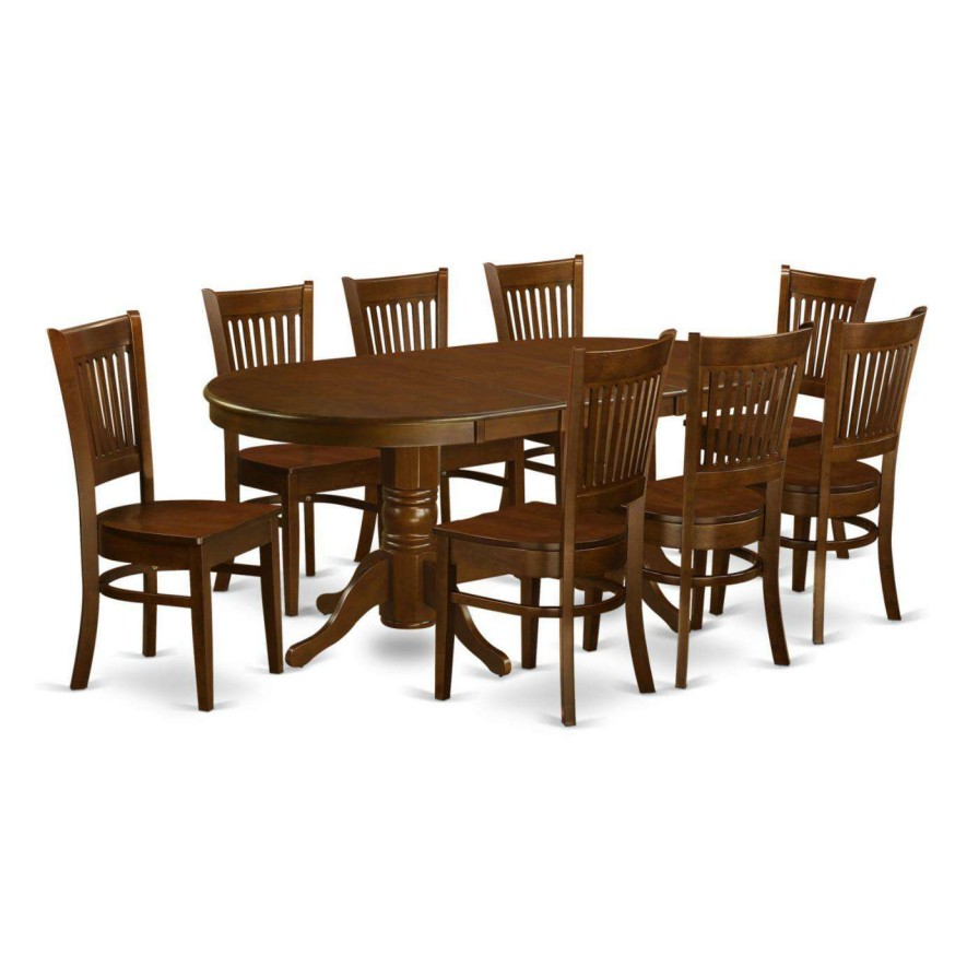 Dining Table Sets * | Best Deal Oval East West Furniture Vancouver 9 Piece Hepplewhite Modern Dining Table Set Oak