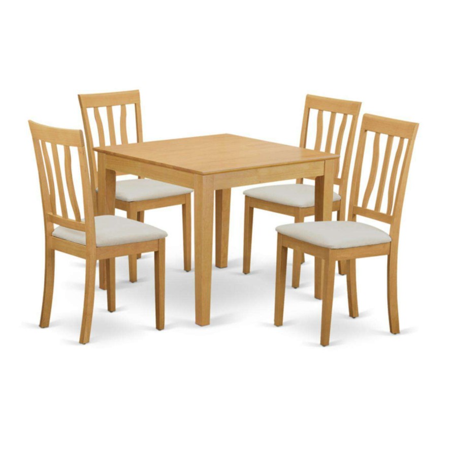 Dining Table Sets * | Buy Square East West Furniture 5 Piece Splat Back Breakfast Nook Dining Table Set