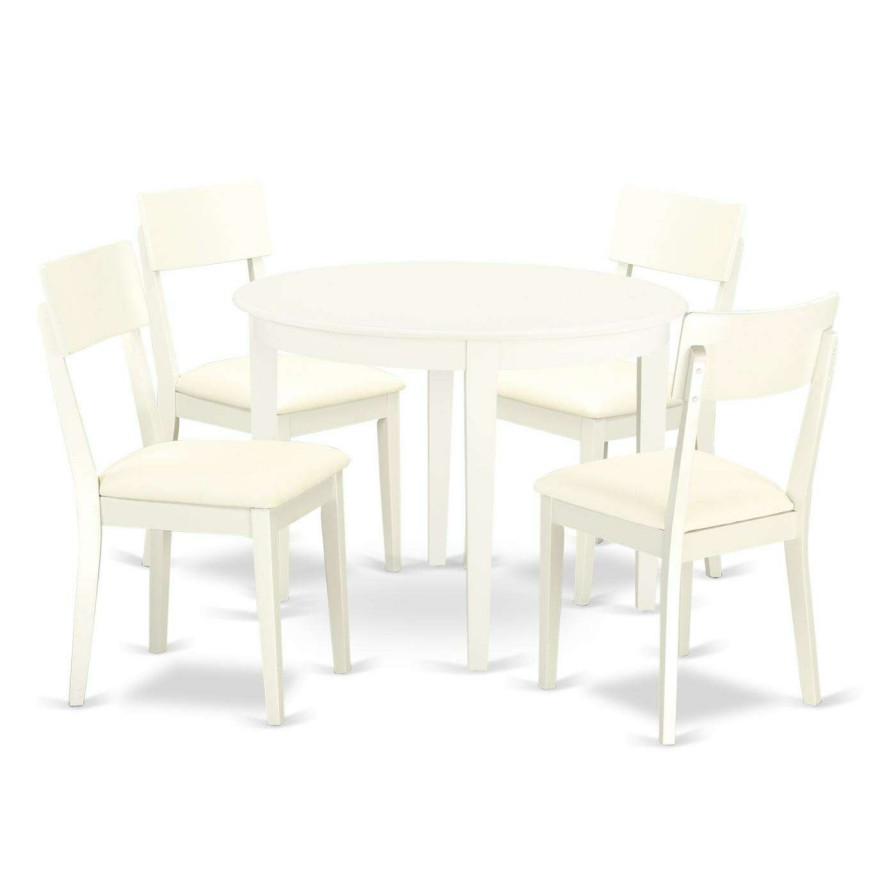 Dining Table Sets * | Cheapest East West Furniture Boston Boad5 Five Piece Round Dining Table Set