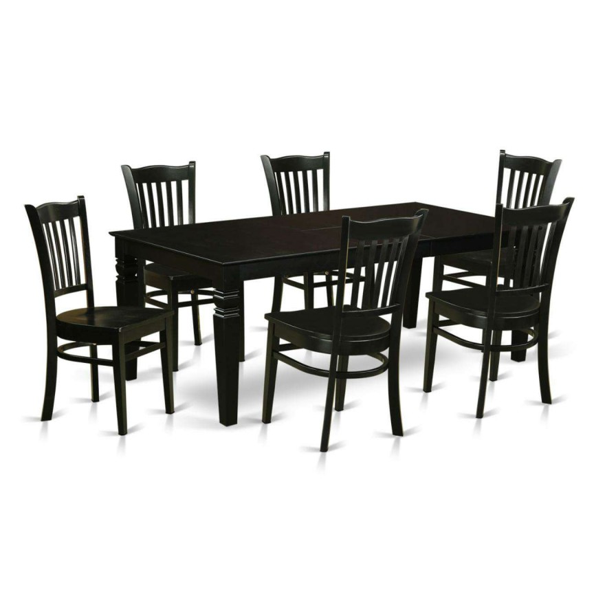 Dining Table Sets * | New Rectangle East West Furniture Logan 7 Piece Comb Back Dining Table Set