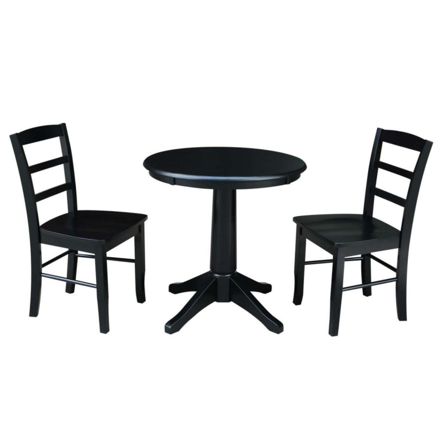 Dining Table Sets * | Top 10 Round International Concepts 3 Piece 30 In. Dining Table Set With Madrid Chairs