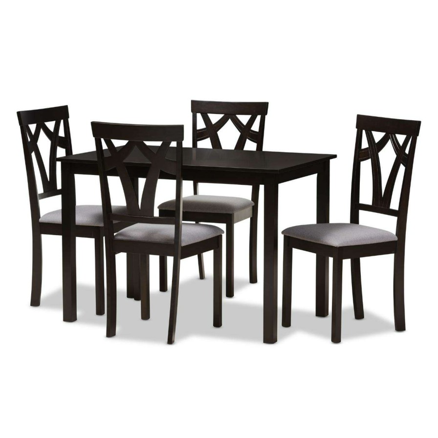 Dining Table Sets * | Deals Rectangle Baxton Studio Sylvia 5 Piece Rectangular Dining Set