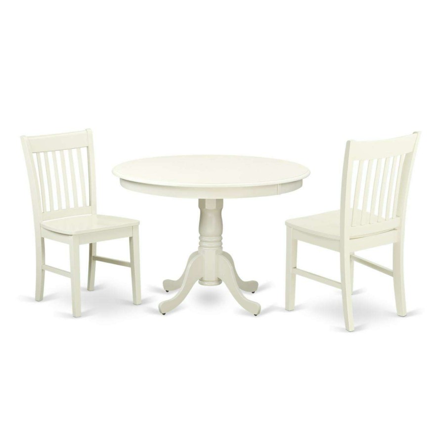 Dining Table Sets * | New East West Furniture Hartland Hlno3 Three Piece Round Pedestal Dining Table Set