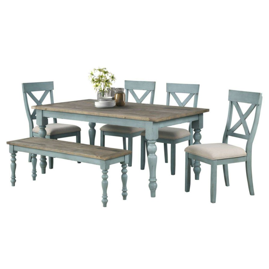 Dining Table Sets * | Best Reviews Of Casual Dining Sets Roundhill Furniture Prato 6 Piece Dining Table Set