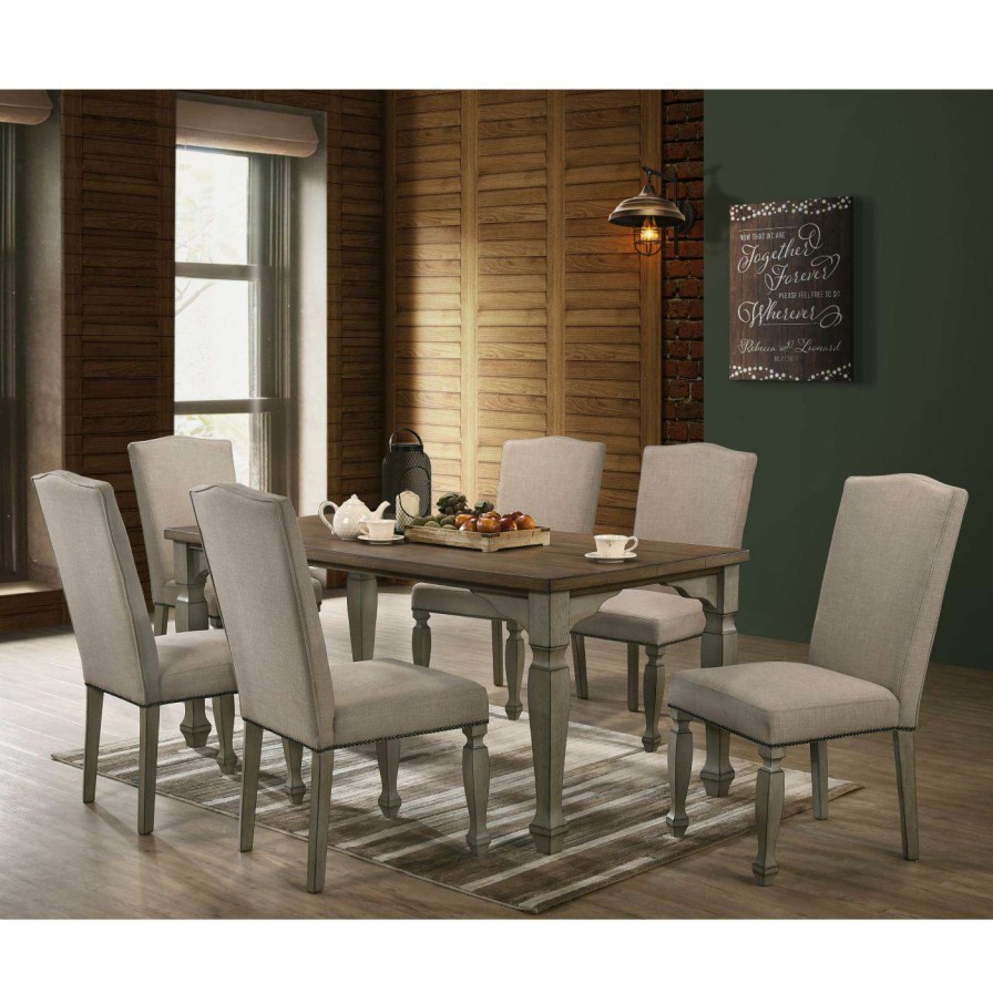 Dining Table Sets * | Deals Casual Dining Sets Roundhill Furniture Breda 7 Piece Dining Set