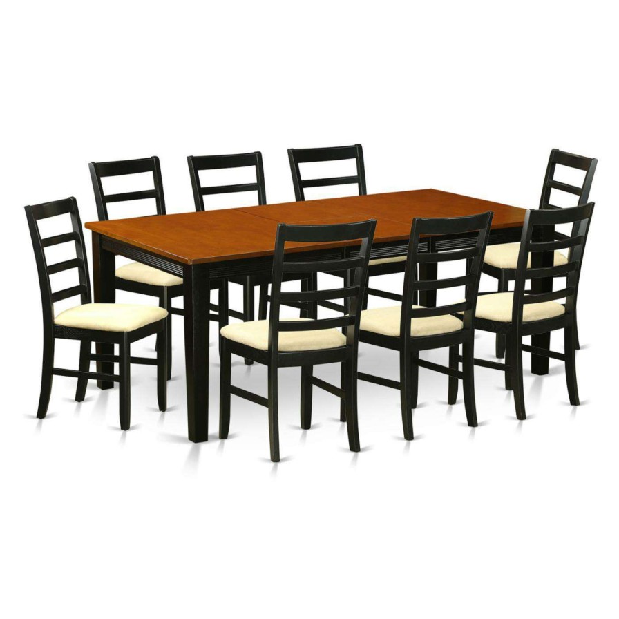 Dining Table Sets * | Flash Sale Rectangle East West Furniture Quincy 9-Piece Shaker Dining Table Set Wood