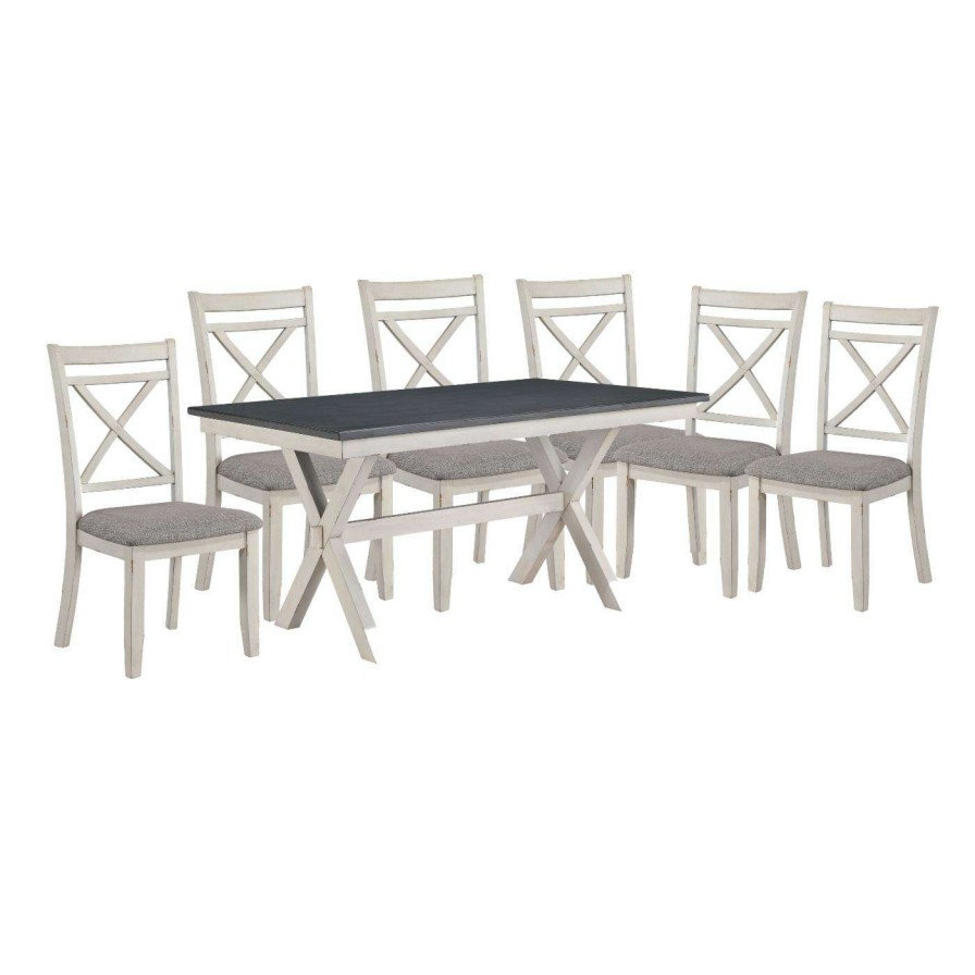 Dining Table Sets * | Buy Rectangle Furniture Of America Creeley Farmhouse 7-Piece Dining Table Set