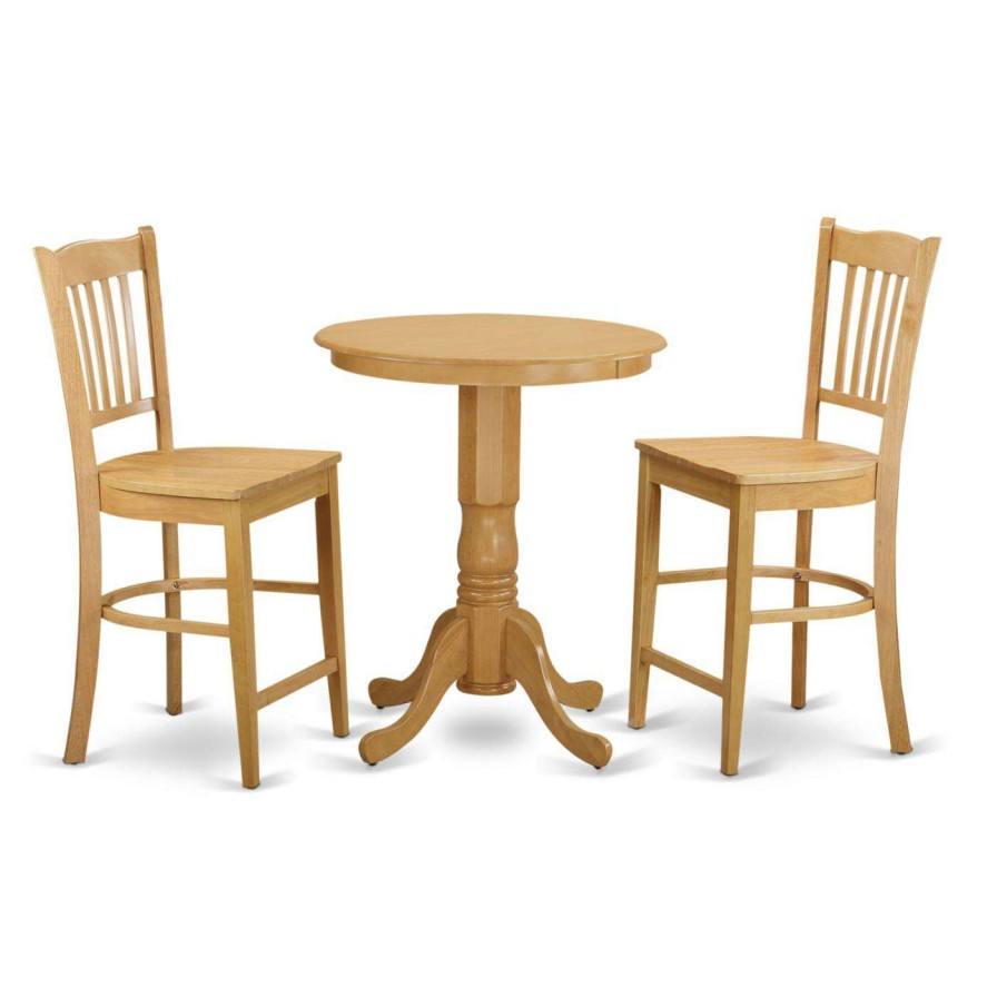 Dining Table Sets * | Cheap Round East West Furniture Eden 3 Piece Comb Back Dining Table Set