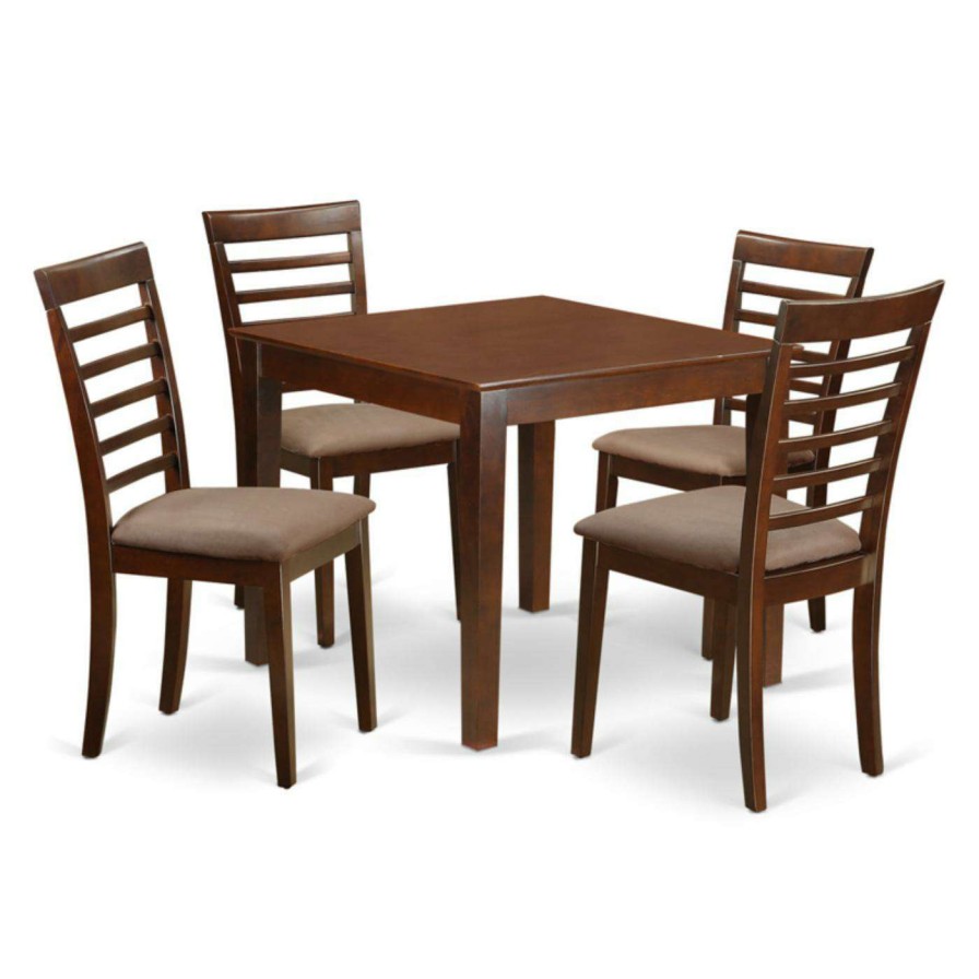 Dining Table Sets * | Best Reviews Of Square East West Furniture 5 Piece Straight Ladderback Breakfast Nook Dining Table Set